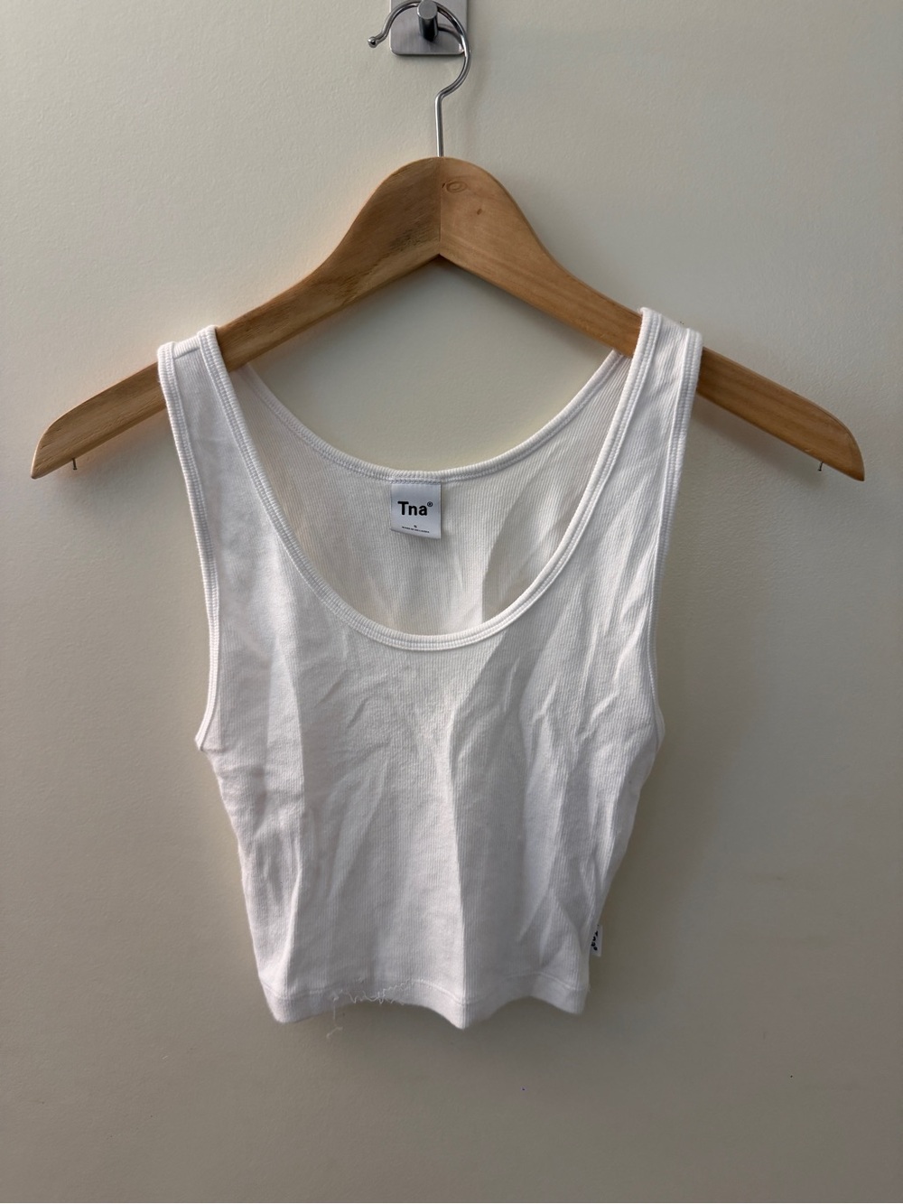 TNA White Ribbed Scoop Neck Tank